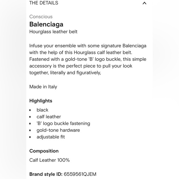 SOLD Balenciaga Hourglass Leather Belt With B Logo Monogram Mens - Picture 6 of 7